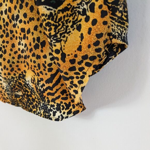 Cheetah Print Button Top Blouse 16 XL Orange Black Shirt Animal Print Vintage - Picture 8 of 11
